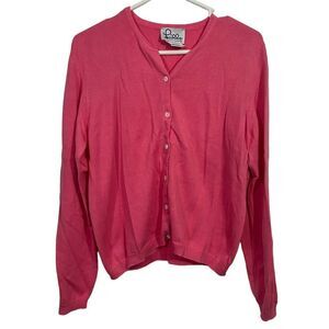 Lilly Pulitzer Pink Button Up Cotton V-Neck Sweater